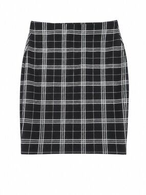 Le Château, Pencil Skirt, Black & White Plaid, Small